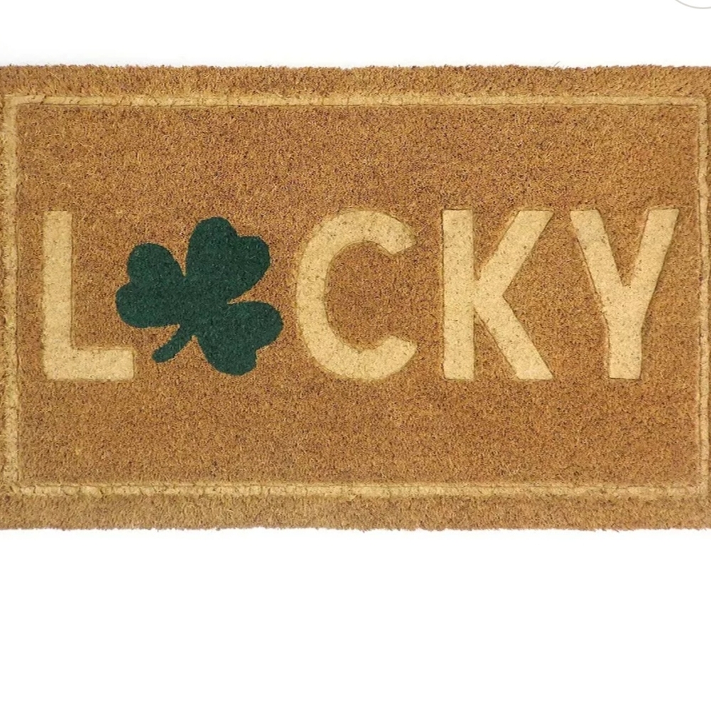 ISO Kohl's Lucky Clover Door Mat - Tan and Green